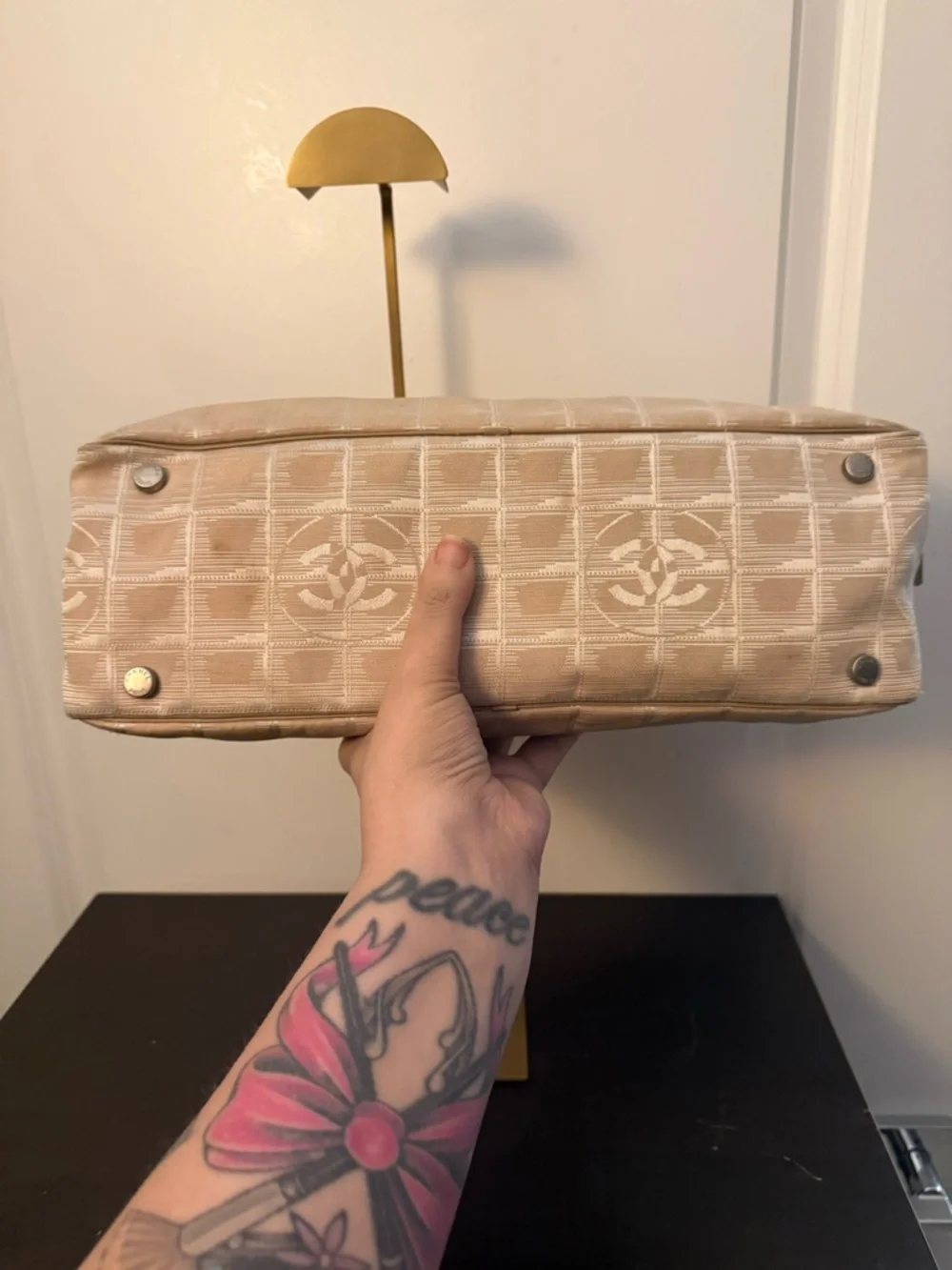 CHANEL Beige Jacquard Tote and Satchel Travel Line Set - Picture 9 of 12